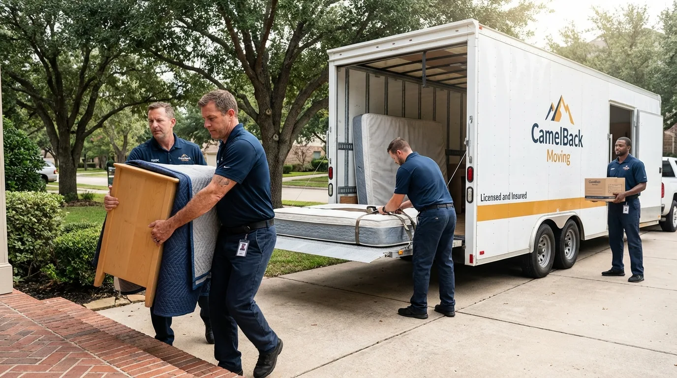 Crew loading residential truck for cross-state move from Hoffman Estates, IL